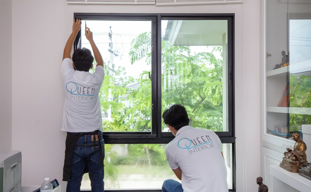 ฟิล์มเซรามิกกันความร้อน, ติดตั้งฟิล์มอาคาร, ฟิล์มกรองแสงบ้าน, ฟิล์มนาโนเซรามิก, ติดตั้งฟิล์มคอนโด, ผลงานติดตั้งจริง, Queen Enterprise Construction Company, ร้านติดตั้งฟิล์มแนะนำ, ฟิล์มใสกันความร้อน, ฟิล์มดำเซรามิก, งานติดตั้งประณีต, ฟิล์มกัน UV 100, ลดความร้อนจากแสงแดด