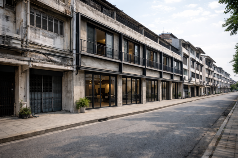 รีโนเวทตึกแถวสไตล์ลอฟท์, ตึกแถวลอฟท์, อินดัสเทรียลลุค, ปูนเปลือย, ฟาซาดลอฟท์, รีโนเวทอาคารพาณิชย์