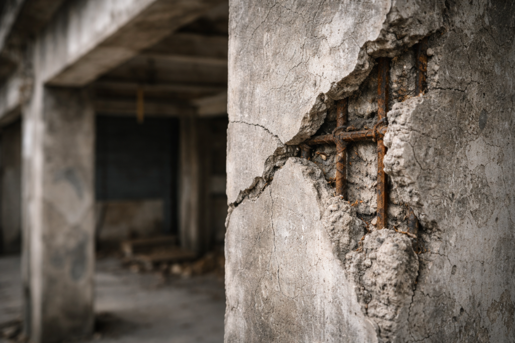 วิศวกรตรวจโครงสร้างตึกแถว, ตรวจเสาคอนกรีต, ใช้เครื่อง rebound hammer, ตึกแถวเก่าในเมืองไทย, ตรวจสอบโครงสร้างก่อนรีโนเวท, ความปลอดภัยอาคาร