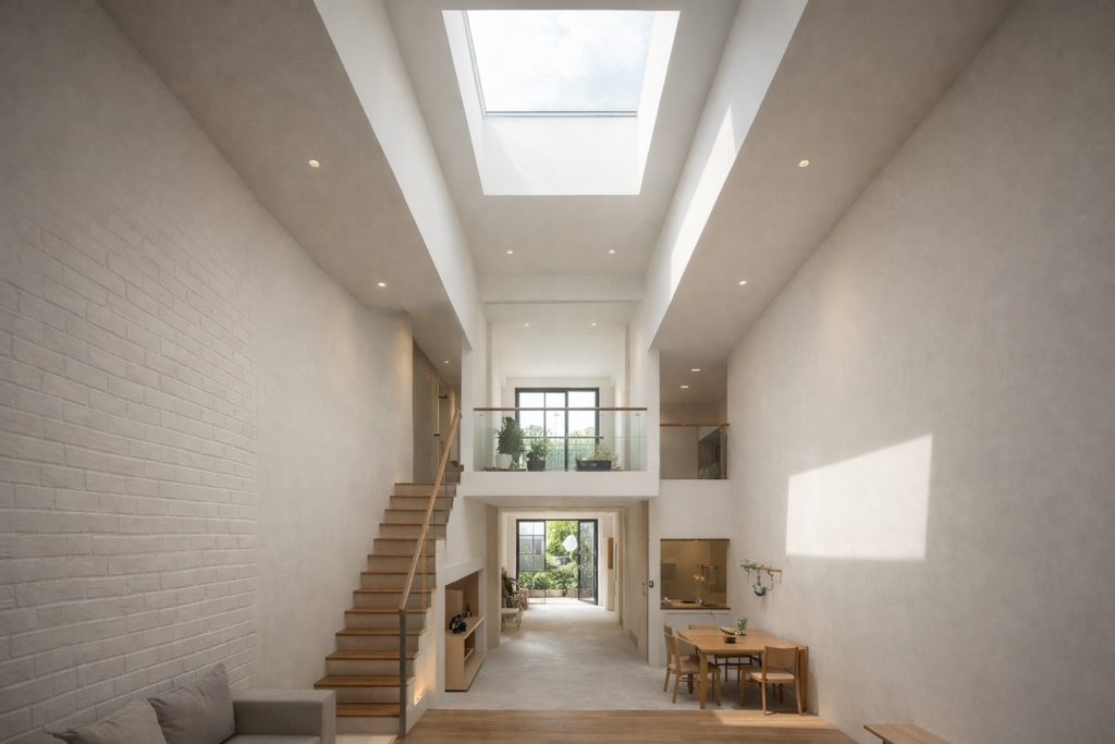 ตึกแถวร้อน อับ แก้ยังไง, ระบายอากาศตึกแถว, ตึกแถวไม่มีแสงธรรมชาติ, วิธีทำให้ตึกแถวเย็นขึ้น, แก้บ้านมืด